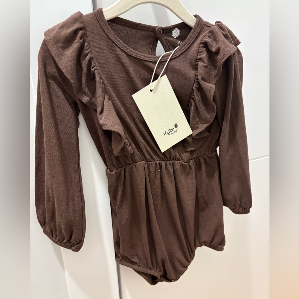 Kyte BABY Brown Ruffled One Piece